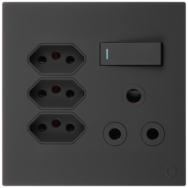 Ellies 4 Way (1x 3 Pin; 3x SANS 164-2) Single Switch Socket 4x4 (100mmx100mm) -BK