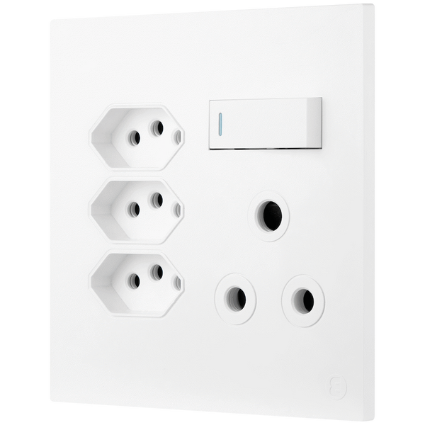 Ellies 4 Way (1x 3 Pin; 3x SANS 164-2) Single Switch Socket 4x4 (100mmx100mm) -WT