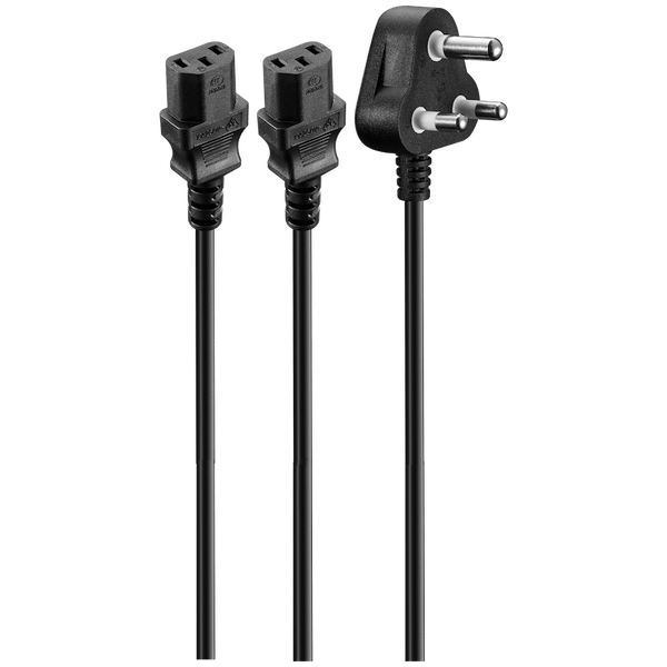 Volkano Presto Series Double 3 Pin IEC Power Cable 1.8m 10a - Black