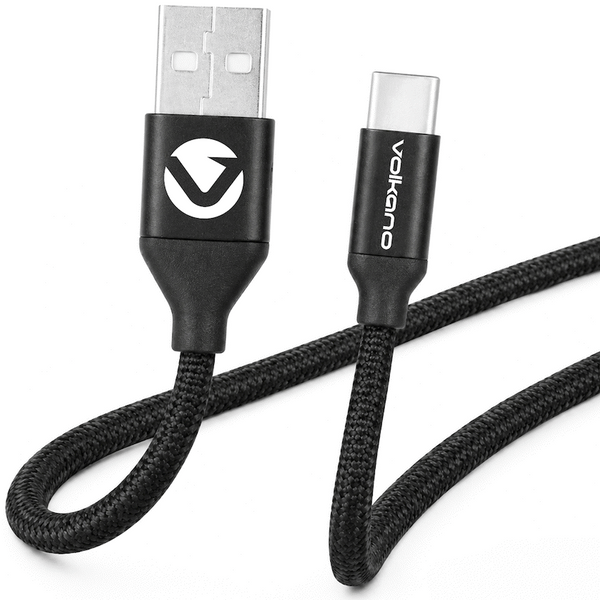 Volkano Weave Series Braided USB A to Type-C Cable 1.2m 60w - Black