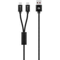 Amplify Linked Series USB to 2 x USB-C Braided Cable 60W 1.2m - Black