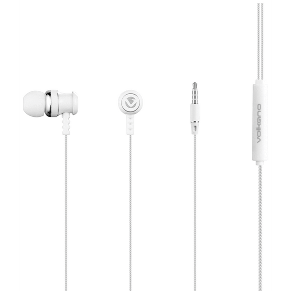 Volkano Earphones with Mic - Stannic Series - White