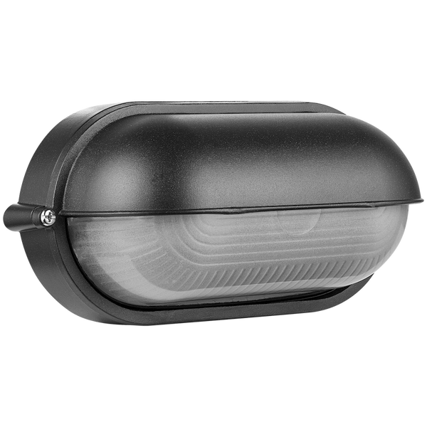 Ellies Arc Series - AC Oval LED Bulkhead - Aluminium + Glass - E27 Base -BK