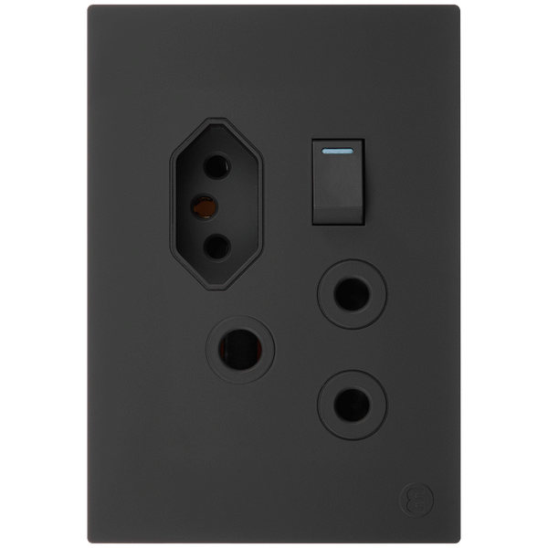 Ellies 2 Way (3 Pin; SANS 164-2) Single Switch Socket 2x4 (60mmx100mm) -BK