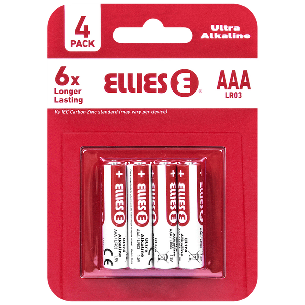 Ellies Ultra Series - Alkaline Batteries AAA 4 Pack -WT
