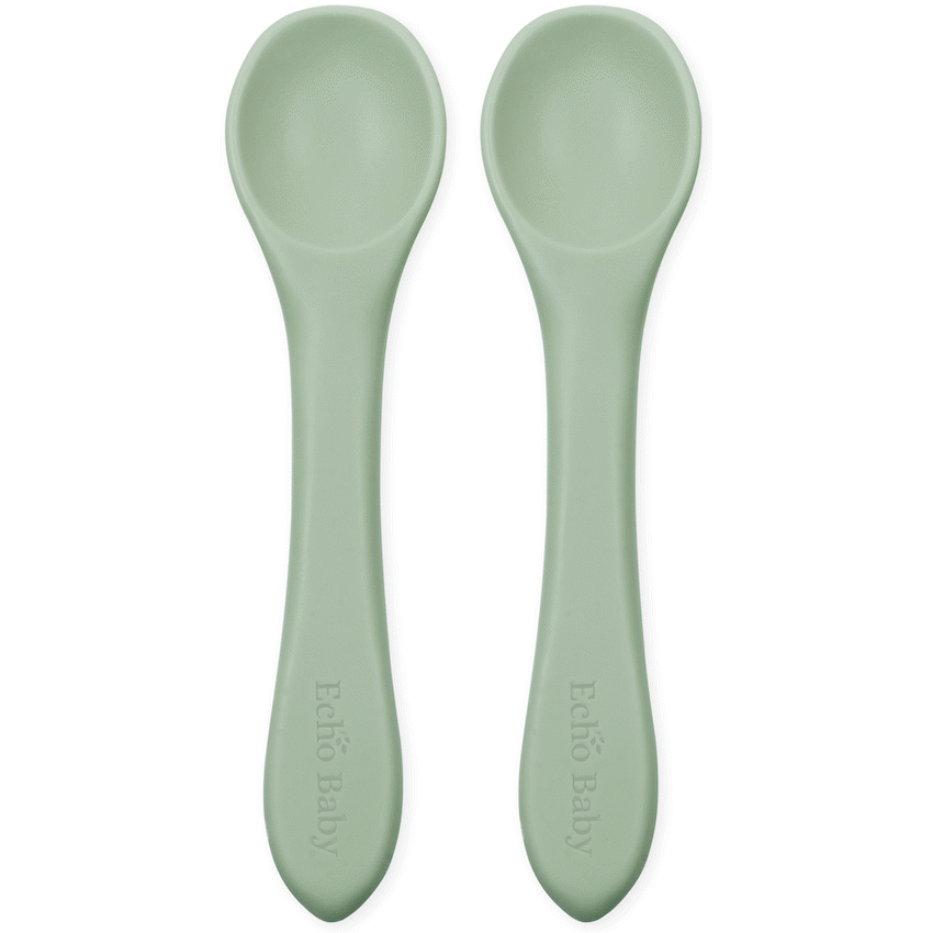 Echo Baby Silicone Feeding Spoons 2-Pack - Sage