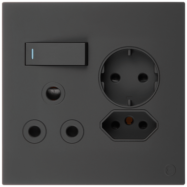 Ellies 3 Way (3 Pin; SANS 164-2; Schuko) Single Switch Socket 4x4 (100mmx100mm) -BK