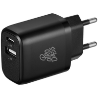 Pro Bass PowerCharge Series 12w Dual USB and Type-C Wall Charger - Black