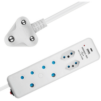 Switched 4-Way Extension Lead with 1x Type-C + 1x USB - 4m