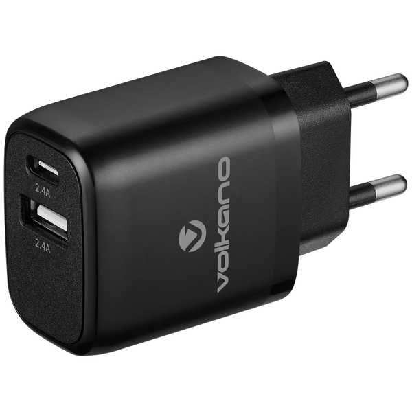Volkano Volt-C Series Dual USB and USB-C Wall Charger with USB to USB-C Cable Included