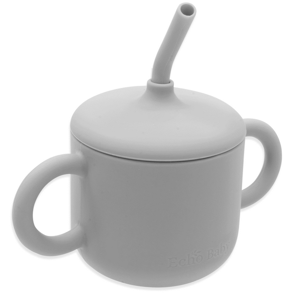Echo Baby Silicone Training Cup with Straw - Stone