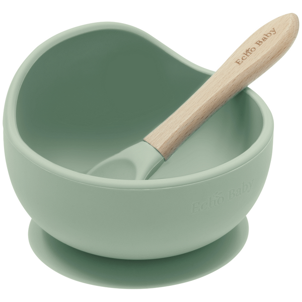 Echo Baby Silicone Suction Bowl and Spoon Set - Sage