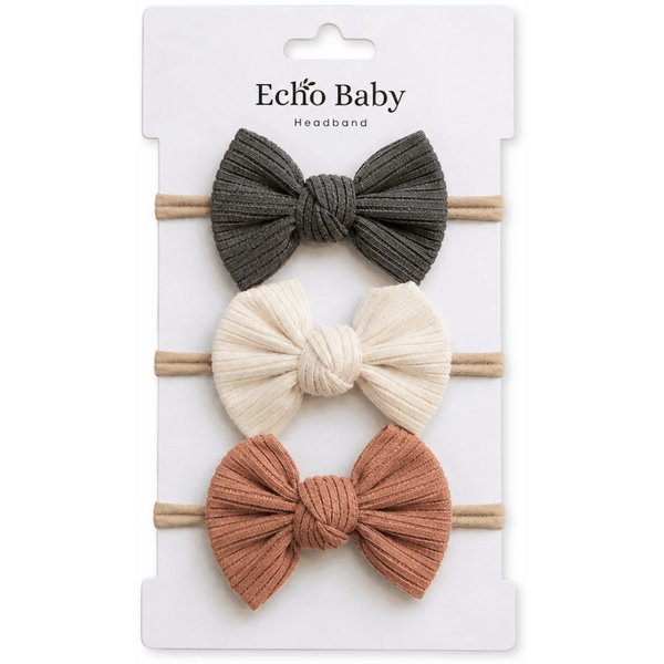 Echo Baby Bow Headbands - Set of 3 (Pebble, Amber, Stone)