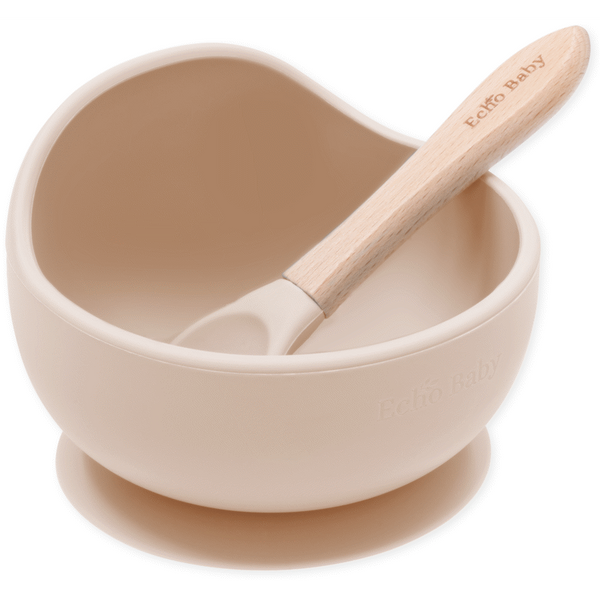 Echo Baby Silicone Suction Bowl and Spoon Set - Ivory