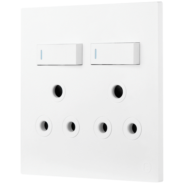 Ellies 2 Way (3 Pin) Single Switch Socket 4x4 (100mmx100mm) -WT