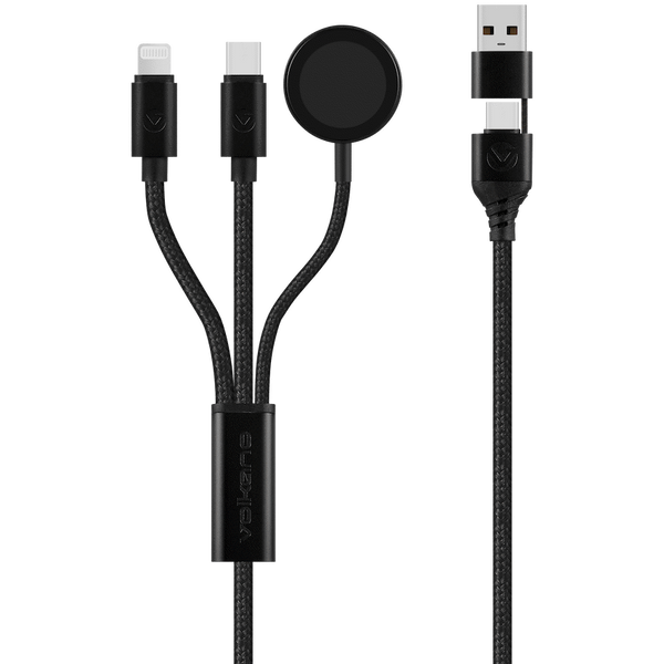 Volkano Weave Series 100W Braided 5-in-1 Charge and Data Cable 1m - Black