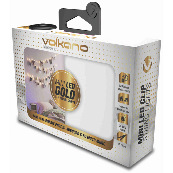 Volkano Twinkle Series Photo Clips with LED Lights - Gold
