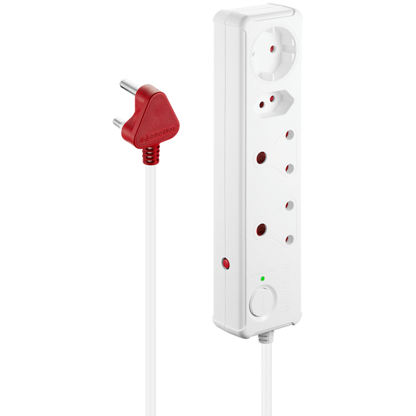 Switched 4-Way Medium Surge-Protected Multiplug 0.5m Cord - White
