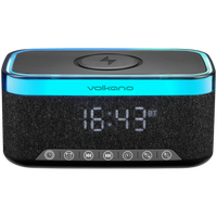 Volkano Radiant 2 Alarm Clock with Wireless Charging and Speaker - Black