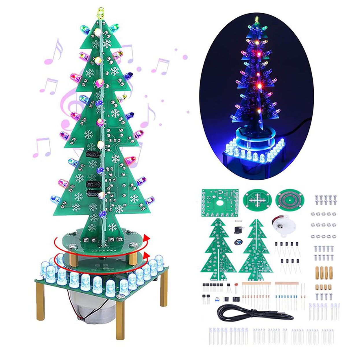 Auto-Rotate Music Christmas Tree DIY Kit
