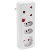 Switched 4-Way Medium Surge Adaptor with Schuko - White