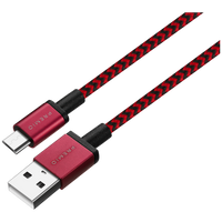 Premio braided Micro USB cable Black/ Red 1.8m