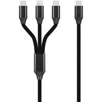 Volkano Weave Series 65w 3-in-1 Charge Cable - Black