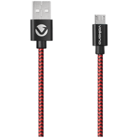 Volkano Braids Series Nylon Braided Micro USB Cable 1.2m - Black & Red