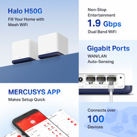 TP-Link Mercusys Halo H50G (3-Pack) AC1900 Whole Home Mesh Wi-Fi System