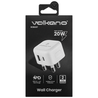 Volkano Robust Series 3-Pin SA to 20w PD + QC 3.0 Wall Charger