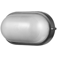 Ellies Illume Series - Large AC Oval Bulkhead - Aluminium  + Glass - E27 Base -BK
