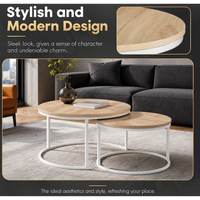Everfurn Nile Nesting Coffee Table - Oak and White Frame