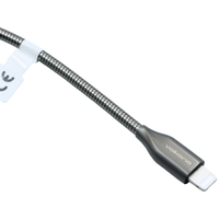 Volkano Iron Series Round Metallic Spring MFI Lightning Cable 6ft - Gun Metal