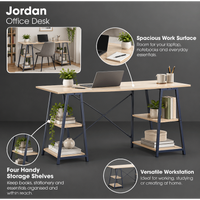 Everfurn Jordan Office Desk with 4 Shelves
