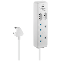 Switched 4-Way Extension Lead with 1x Type-C + 1x USB - 4m