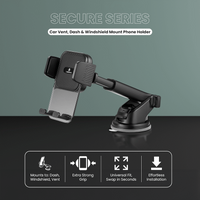 Volkano Secure Series Car Vent, Dash & Windshield Mount Phone Holder - Black