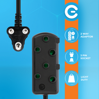 SWITCHED Light DUTY Side by Side (SBS) EXTENSION LEADS 10M - BK