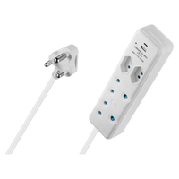 Switched 4-Way Extension Lead with 1x Type-C + 1x USB - 4m