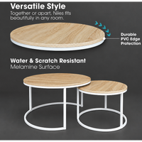 Everfurn Nile Nesting Coffee Table - Oak and White Frame