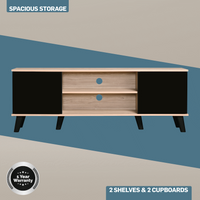 Everfurn Laurel TV Stand 1600w, Two Cupboards - Black