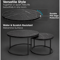 Everfurn Nile Nesting Coffee Table - Marble Black