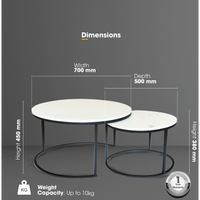 Everfurn Nile Nesting Coffee Table - Marble White