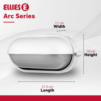 Ellies Arc Series - AC Oval Bulkhead - Aluminium  + Glass - E27 Base -WT