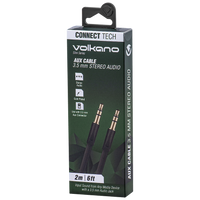 Volkano Slim Series Aux Cable 2m - Black