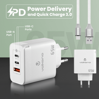 Volkano Potent Trio 65w GaN 3 Port Wall Charger