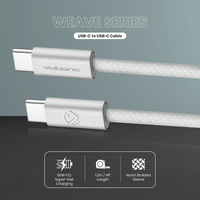 Volkano Weave Series 60w USB C to USB C 1.2m-White
