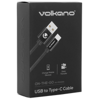 Volkano On-The-Go USB to Type-C 18w Braided 1m Cable - Black
