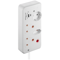 Switched 4-Way with 1x Type-C + 1x USB 2.4a Socket Medium Surge-Protected 0.5m