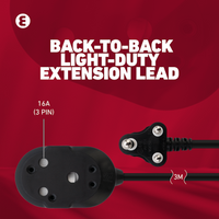 Ellies Back-to-Back Light-Duty Extension Lead - 3m