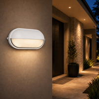 Ellies Arc Series - Large AC Oval Bulkhead - Aluminium + Glass - E27 Base -WT